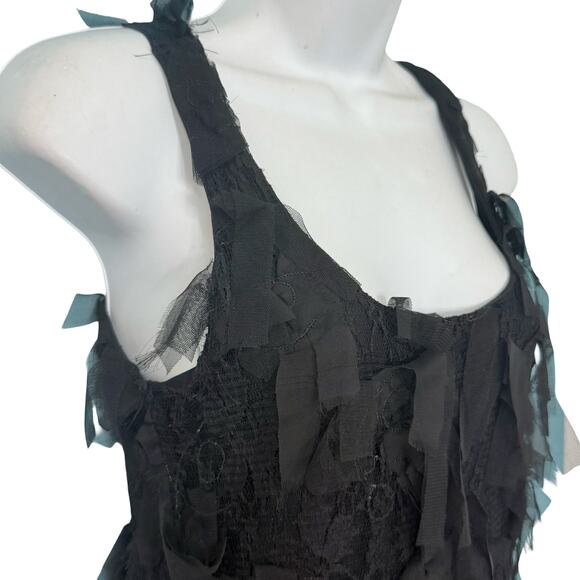 Karen Kane Black Shredded Eyelash Lace Stretch Mini Racerback Dress size XS - Picture 4 of 9